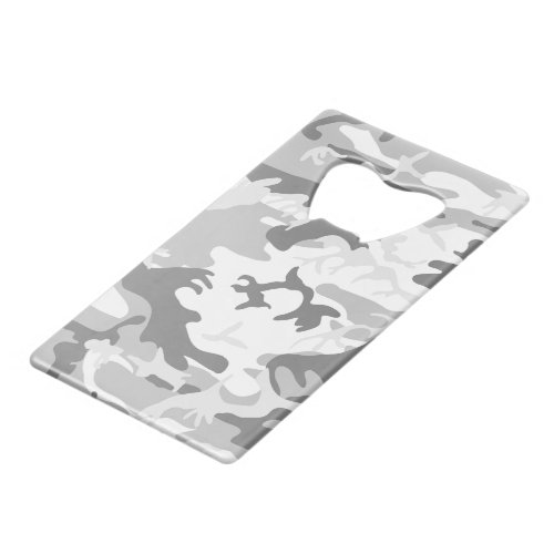 Winter Snow Gray Camouflage Pattern Military Army Credit Card Bottle Opener