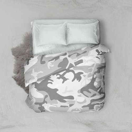 Winter Snow Gray Camouflage Pattern Military Army Duvet Cover