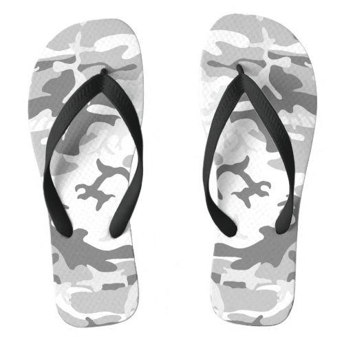 Winter Snow Gray Camouflage Pattern Military Army Flip Flops