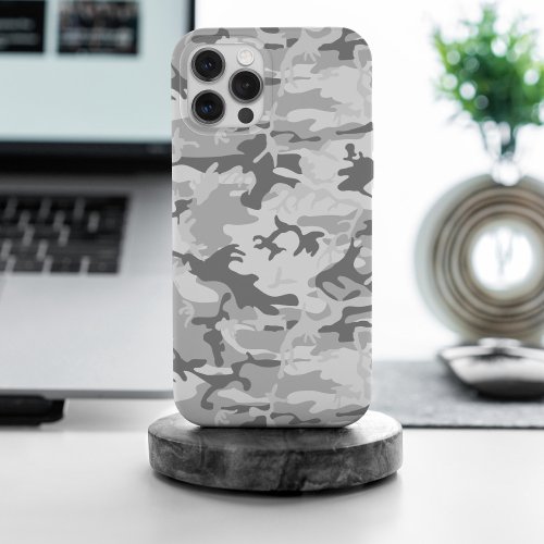 Winter Snow Gray Camouflage Pattern Military Army iPhone 15 Pro Max Case