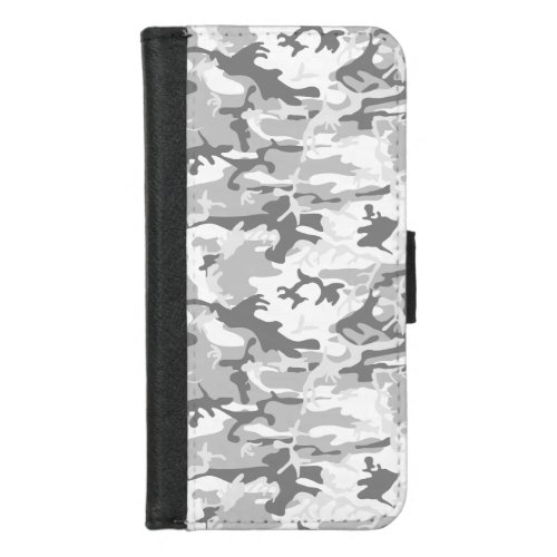 Winter Snow Gray Camouflage Pattern Military Army iPhone 87 Wallet Case