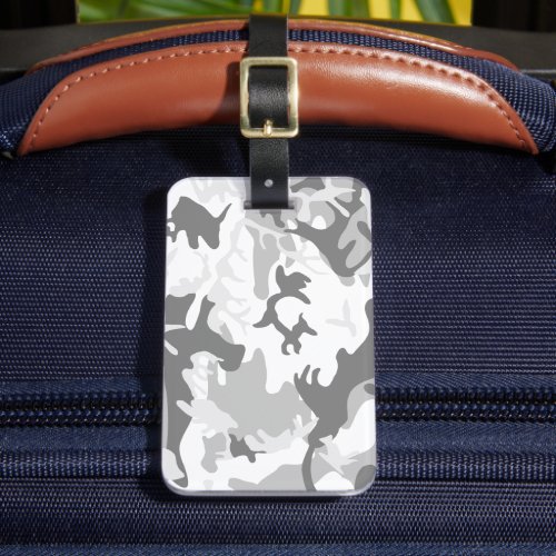 Winter Snow Gray Camouflage Pattern Military Army Luggage Tag