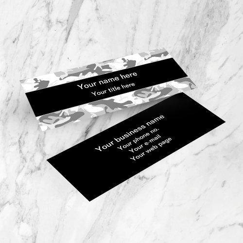 Winter Snow Gray Camouflage Pattern Military Army Mini Business Card