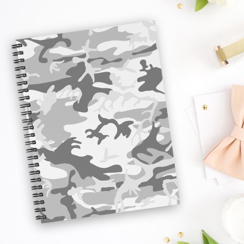 Winter Snow Gray Camouflage Pattern Military Army Notebook