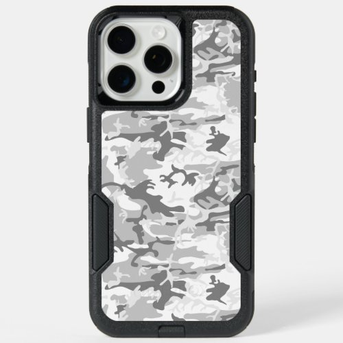 Winter Snow Gray Camouflage Pattern Military Army iPhone 15 Pro Max Case