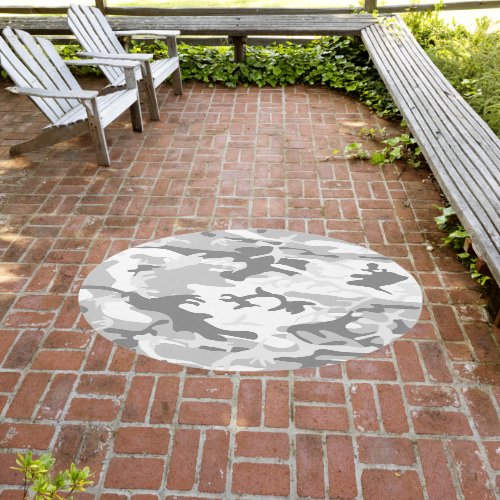 Winter Snow Gray Camouflage Pattern Military Army Outdoor Rug