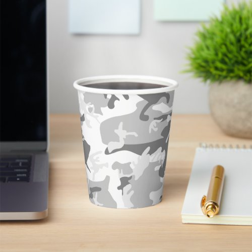 Winter Snow Gray Camouflage Pattern Military Army Paper Cups