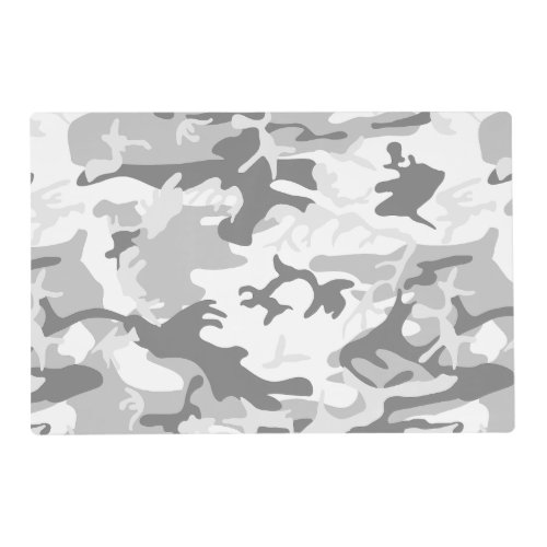 Winter Snow Gray Camouflage Pattern Military Army Placemat
