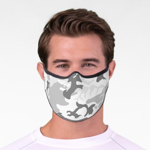 Winter Snow Gray Camouflage Pattern Military Army Premium Face Mask