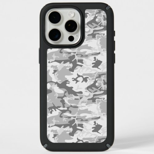 Winter Snow Gray Camouflage Pattern Military Army iPhone 15 Pro Max Case