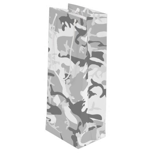 Winter Snow Gray Camouflage Pattern Military Army Wine Gift Bag