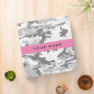 Winter Snow Gray Camouflage Your name Personalize 3 Ring Binder