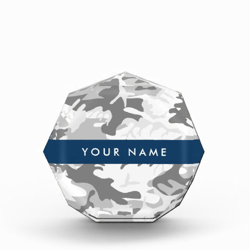 Winter Snow Gray Camouflage Your name Personalize Acrylic Award