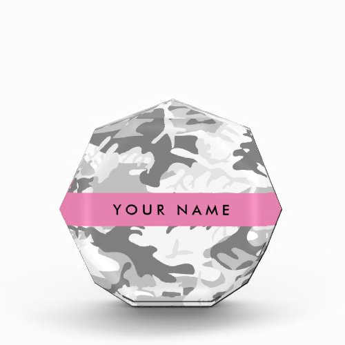 Winter Snow Gray Camouflage Your name Personalize Acrylic Award