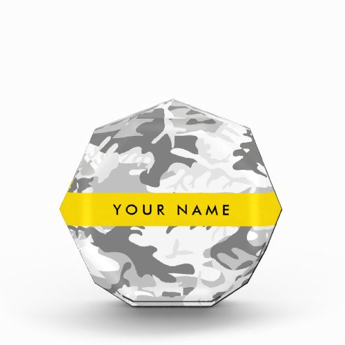 Winter Snow Gray Camouflage Your name Personalize Acrylic Award