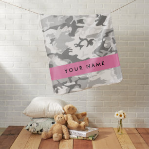 Winter Snow Gray Camouflage Your name Personalize Baby Blanket