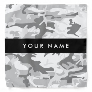 Winter Snow Gray Camouflage Your name Personalize Bandana