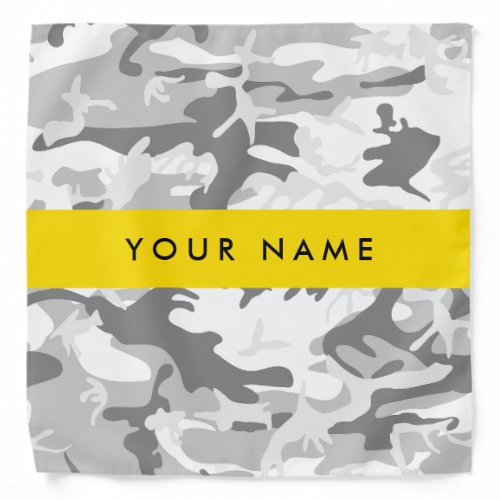 Winter Snow Gray Camouflage Your name Personalize Bandana