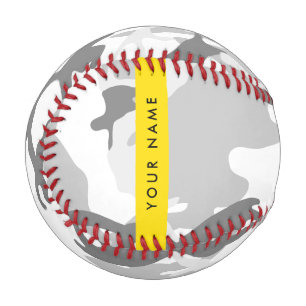 Winter Snow Gray Camouflage Your name Personalize Baseball