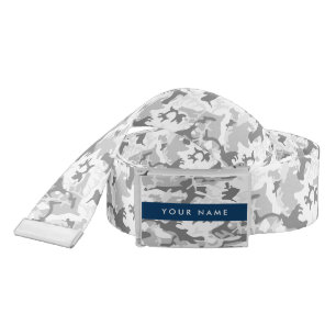 Winter Snow Gray Camouflage Your name Personalize Belt