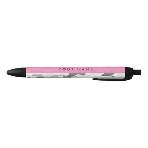 Winter Snow Gray Camouflage Your name Personalize Black Ink Pen