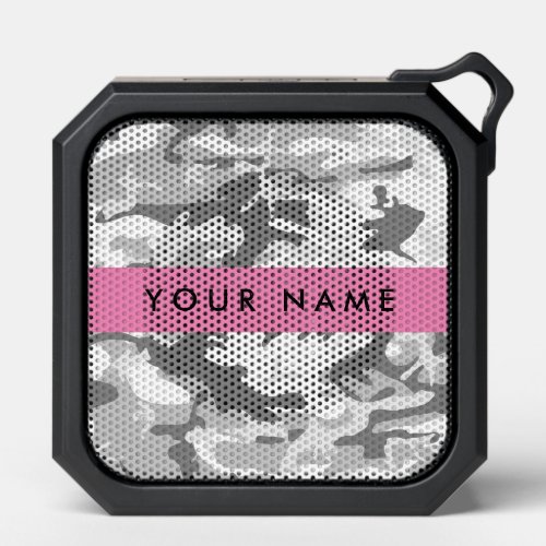 Winter Snow Gray Camouflage Your name Personalize Bluetooth Speaker