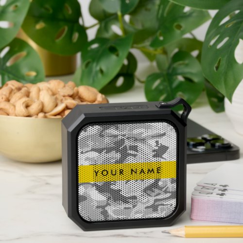 Winter Snow Gray Camouflage Your name Personalize Bluetooth Speaker