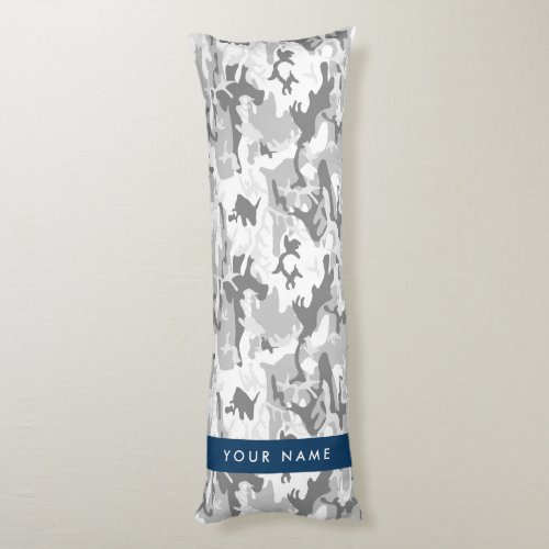 Winter Snow Gray Camouflage Your name Personalize Body Pillow
