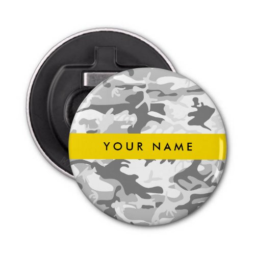 Winter Snow Gray Camouflage Your name Personalize Bottle Opener