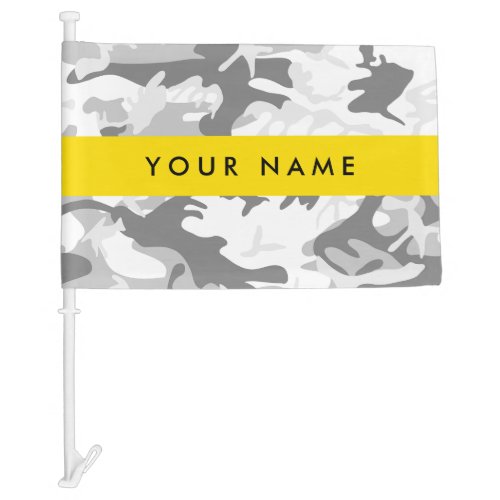 Winter Snow Gray Camouflage Your name Personalize Car Flag