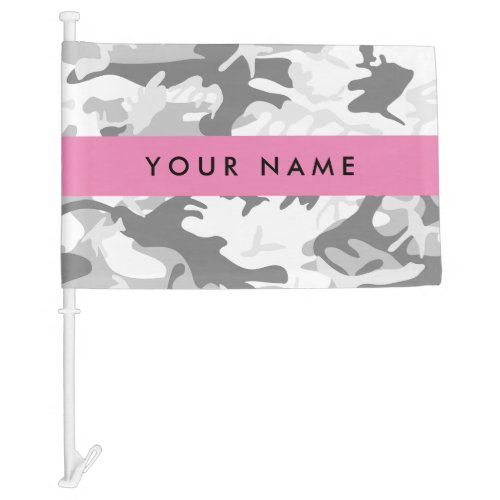 Winter Snow Gray Camouflage Your name Personalize Car Flag