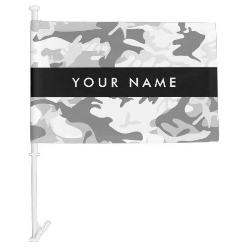 Winter Snow Gray Camouflage Your name Personalize Car Flag