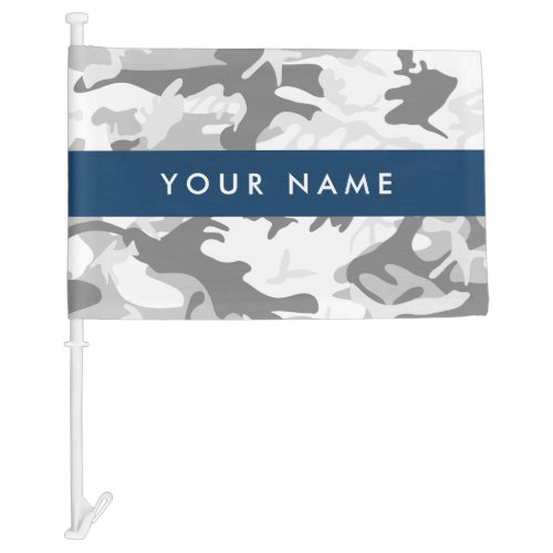 Winter Snow Gray Camouflage Your name Personalize Car Flag