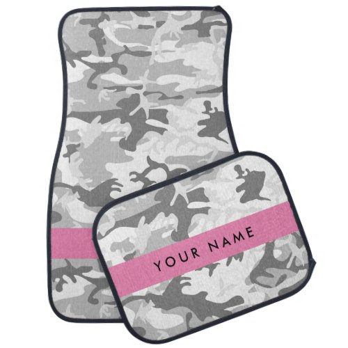 Winter Snow Gray Camouflage Your name Personalize Car Floor Mat