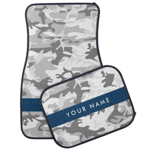 Winter Snow Gray Camouflage Your name Personalize Car Floor Mat