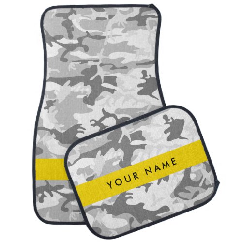 Winter Snow Gray Camouflage Your name Personalize Car Floor Mat