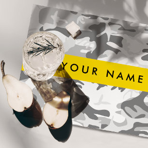 Winter Snow Gray Camouflage Your name Personalize Cloth Placemat