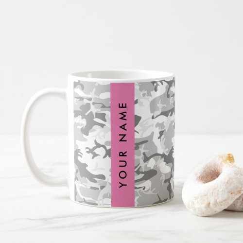 Winter Snow Gray Camouflage Your name Personalize Coffee Mug