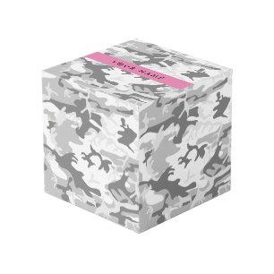 Winter Snow Gray Camouflage Your name Personalize Cube