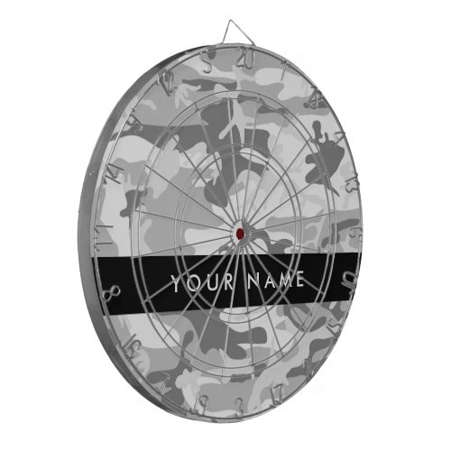 Winter Snow Gray Camouflage Your name Personalize Dart Board