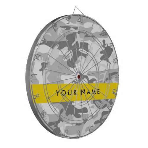 Winter Snow Gray Camouflage Your name Personalize Dart Board