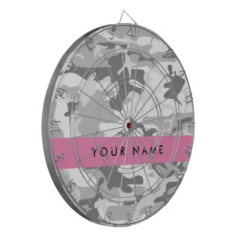 Winter Snow Gray Camouflage Your name Personalize Dart Board