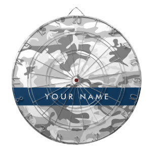 Winter Snow Gray Camouflage Your name Personalize Dart Board