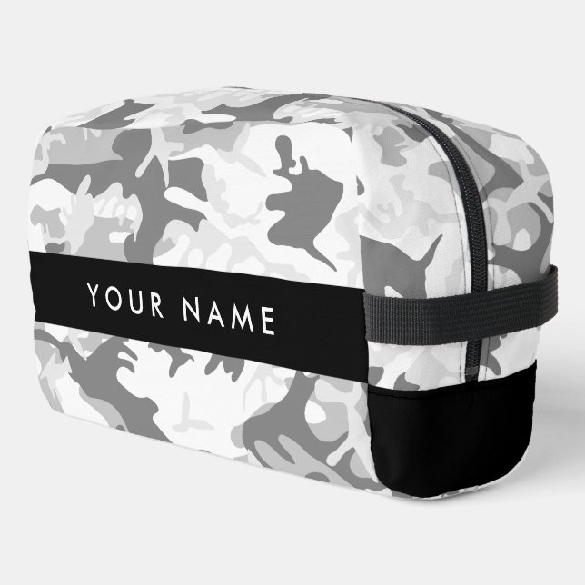 Winter Snow Gray Camouflage Your name Personalize Dopp Kit (Left Corner)