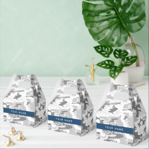 Winter Snow Gray Camouflage Your name Personalize Favor Boxes