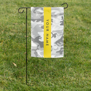 Winter Snow Gray Camouflage Your name Personalize Garden Flag