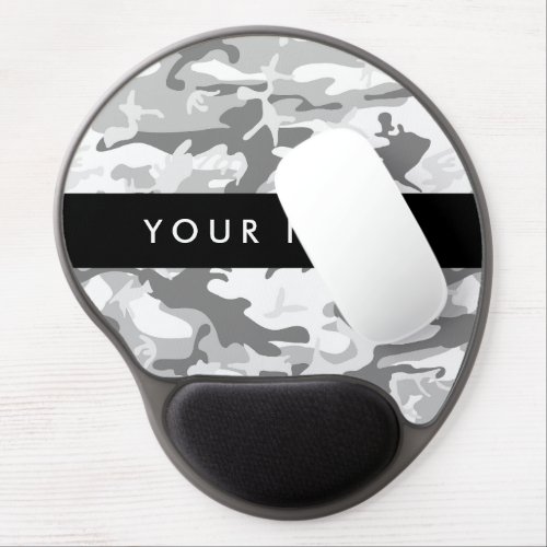 Winter Snow Gray Camouflage Your name Personalize Gel Mouse Pad