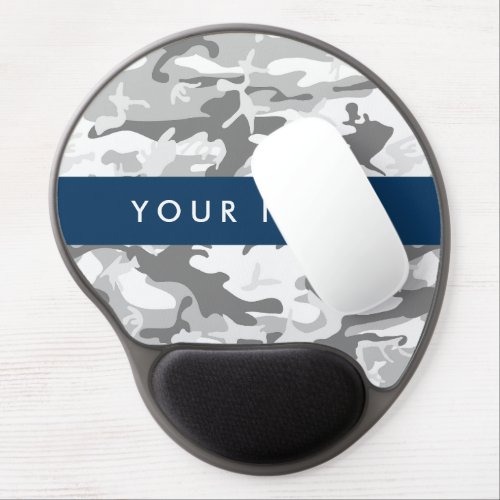 Winter Snow Gray Camouflage Your name Personalize Gel Mouse Pad
