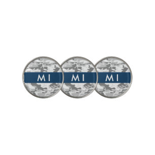 Winter Snow Gray Camouflage Your name Personalize Golf Ball Marker