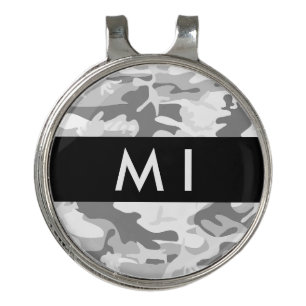 Winter Snow Gray Camouflage Your name Personalize Golf Hat Clip